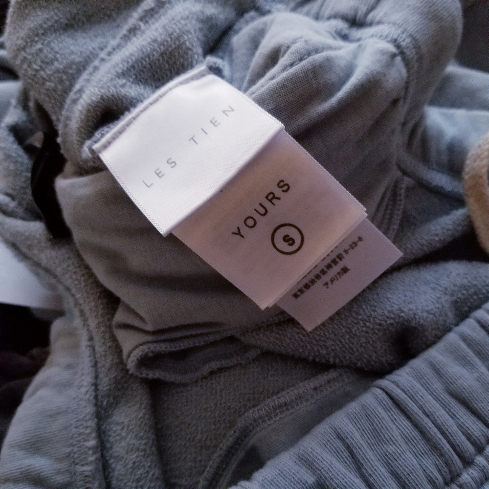 Les Tien Organic Dusty Blue Cotton Terry Lounge Pants - Picture 6 of 6